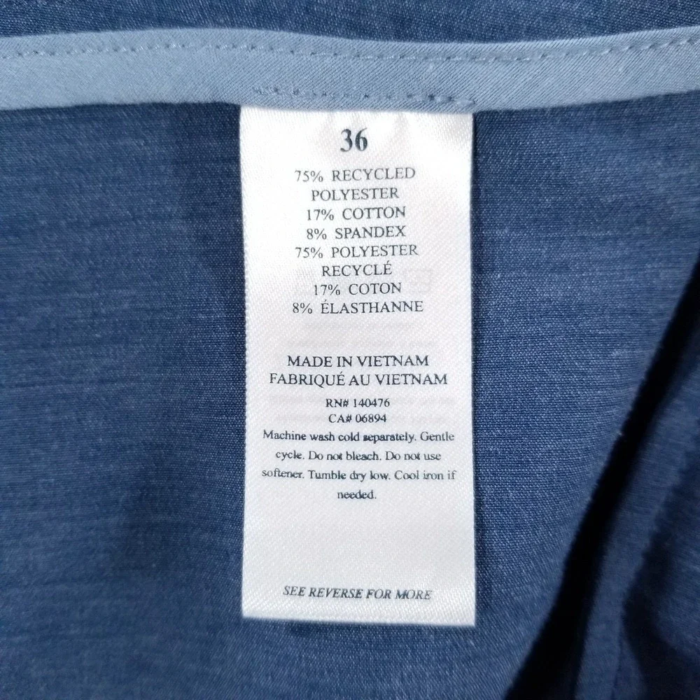 Faherty Shorts Mens 36 Blue All Day Hybrid Performance Drawstring Stretch Chino